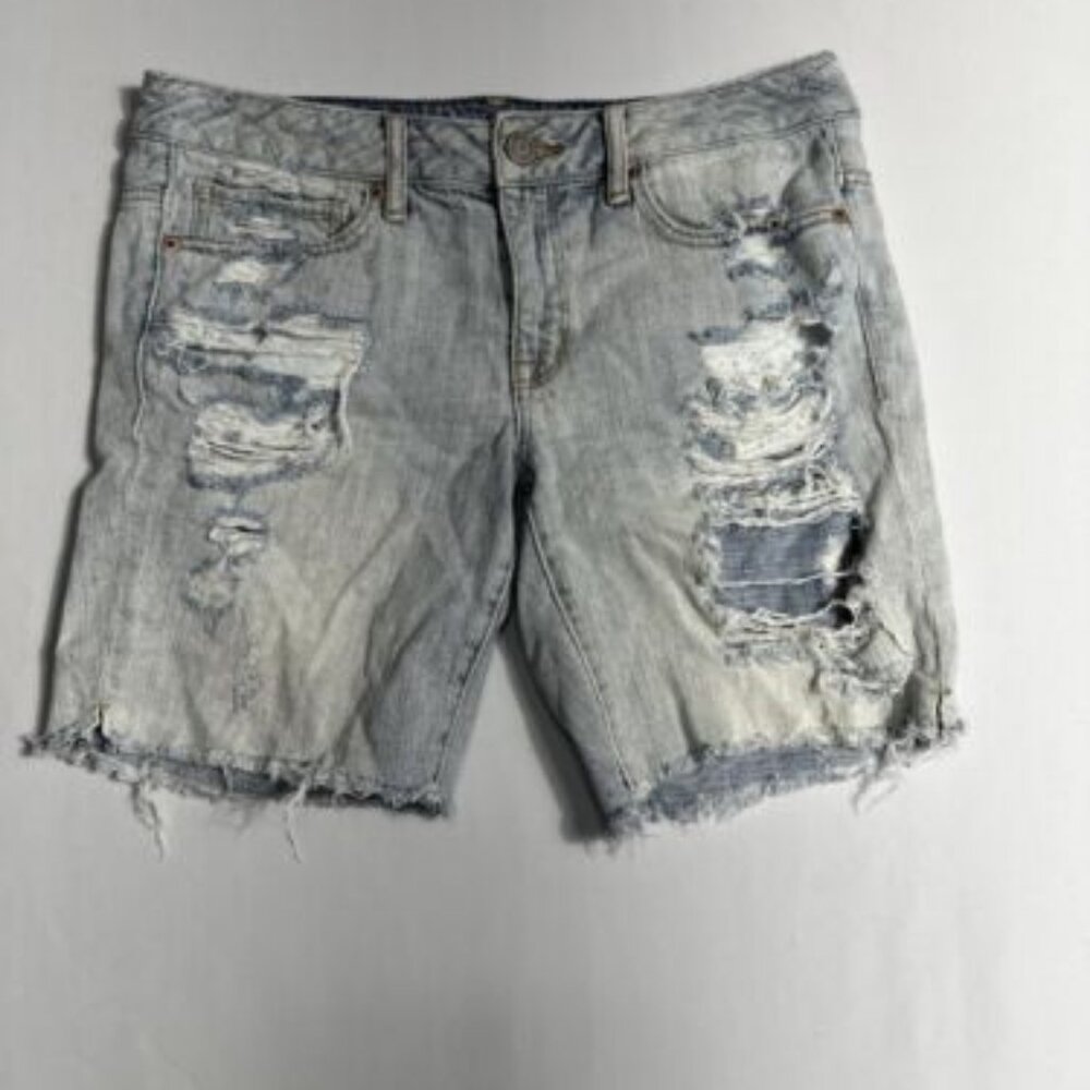 AMERICAN EAGLE Shorts Sz 6 Acid Wash Cross Waist Strigid Distressed Festival